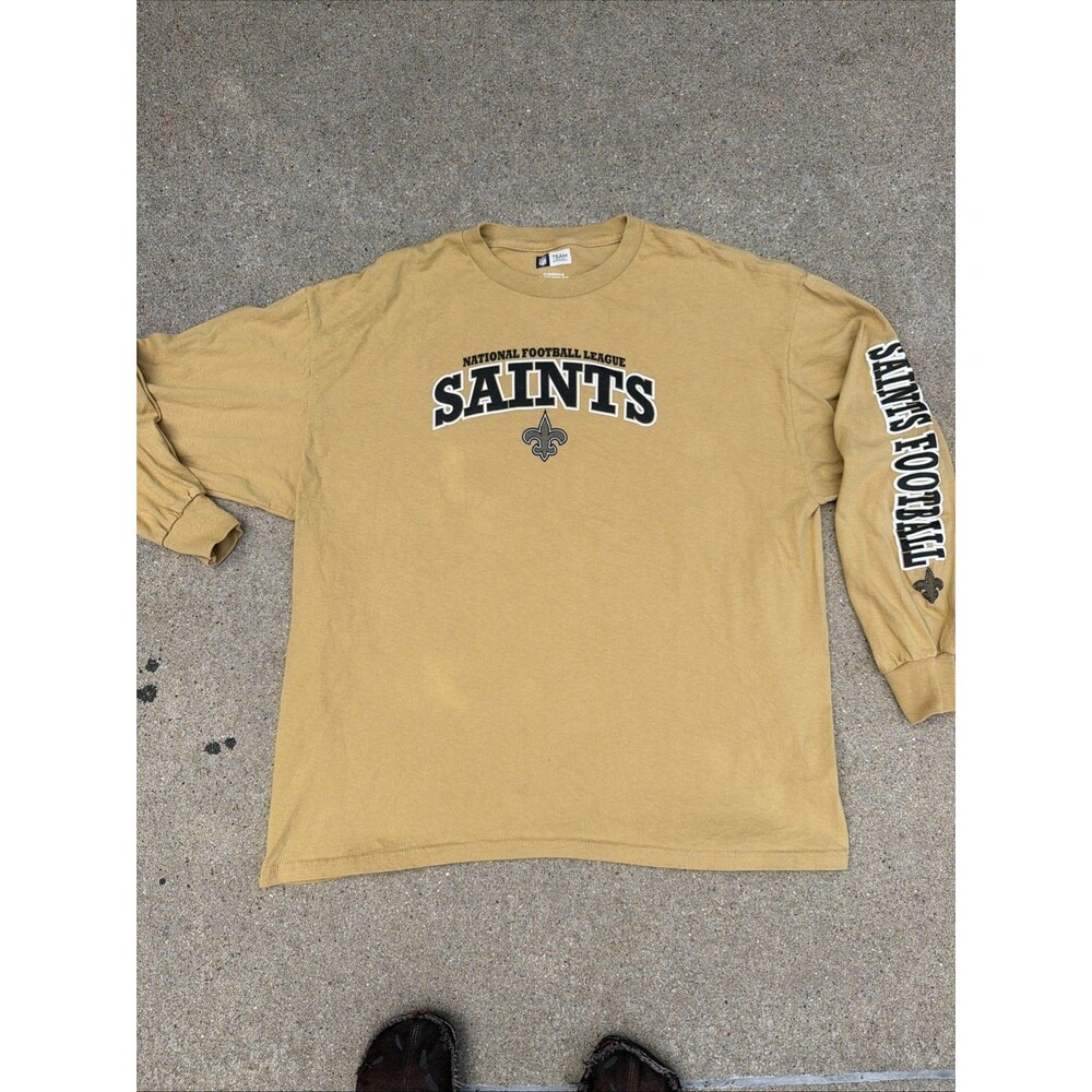 NFL Team Apparel New Orleans Saints Football Mens 2XL Gold Long Sleeve